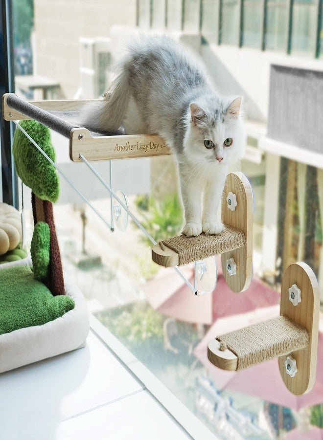 PETKARAY Cat Window Perch, Foldable Cat Hammock for Window, Stable Window Shelves for Indoor Cats, Set Includes 2 Pack of Window Stairs - Image 1